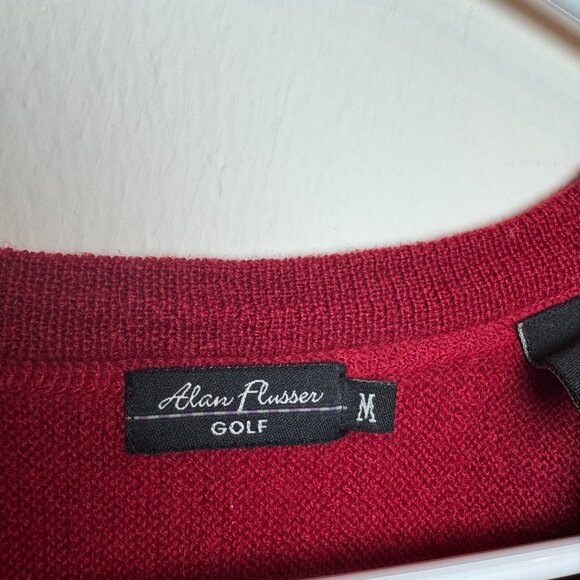 Alan Flusser Golf Mens Medium Red Baby Alpaca Wool Blend Crewneck Sweater‎ - Picture 2 of 5
